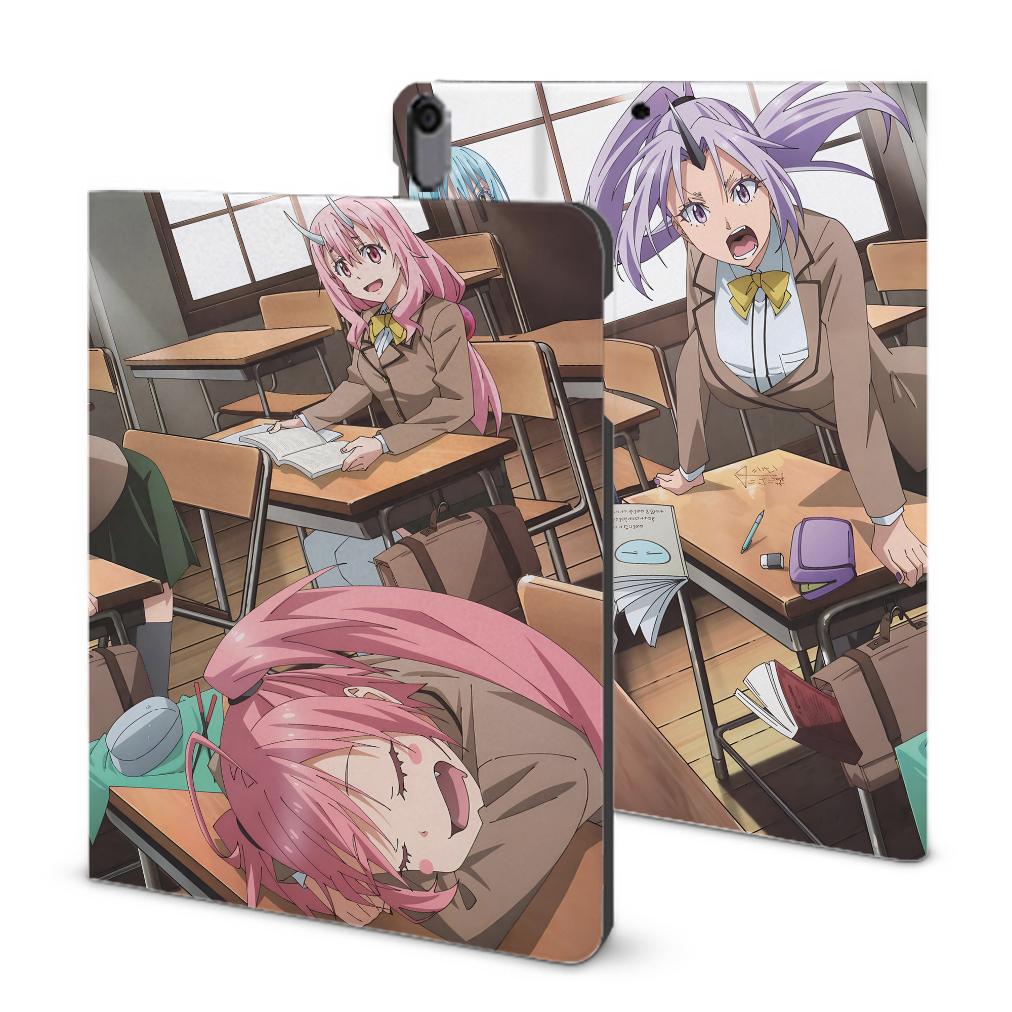 （画像用） 転スラ Regarding Reincarnated to Slime IPad ケース ブック型 PUレザー TPU 耐衝撃 軽量 薄型 ペン収納なし 全面保護 IPad 各モデル対応